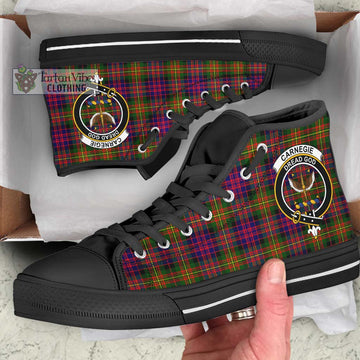 Carnegie Modern Tartan High Top Shoes with Family Crest