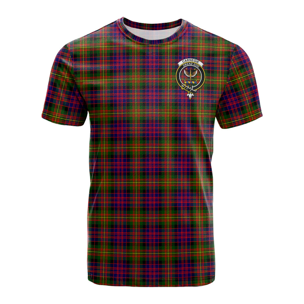 Carnegie Modern Tartan T-Shirt with Family Crest - Tartan Vibes Clothing