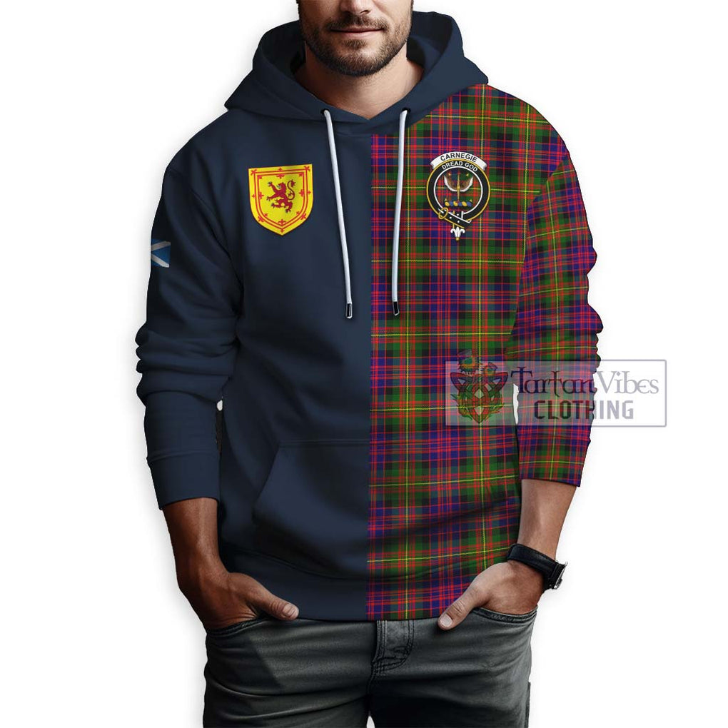 Tartan Vibes Clothing Carnegie Modern Tartan Hoodie with Scottish Lion Royal Arm Half Style