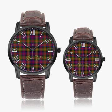 Carnegie Modern Tartan Personalized Your Text Leather Trap Quartz Watch