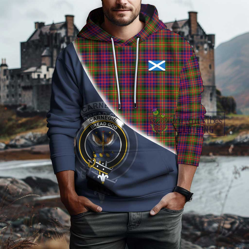 Carnegie Modern Tartan Hoodie with Personalised National Flag and Family Crest Half Style - Tartanvibesclothing Shop