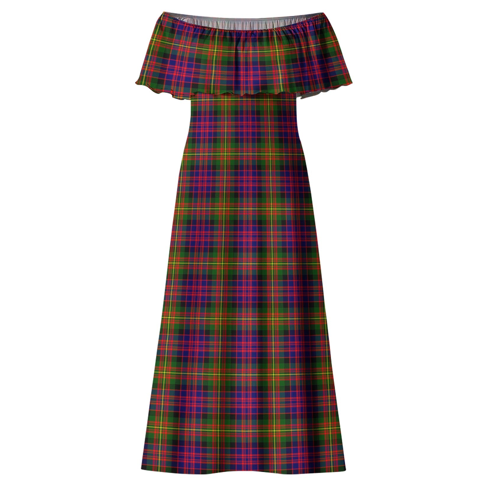 Carnegie Modern Tartan Off Shoulder Long Dress - Tartanvibesclothing