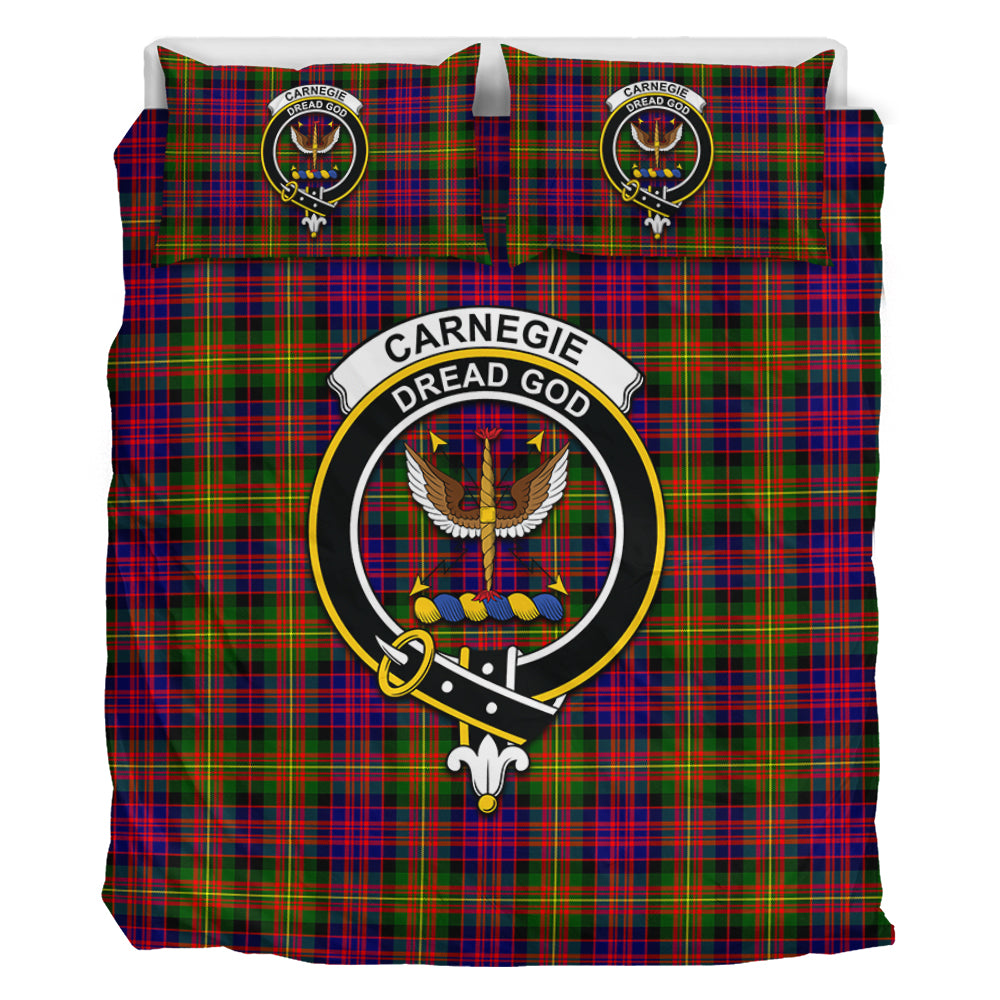 Carnegie Modern Tartan Bedding Set with Family Crest - Tartan Vibes Clothing