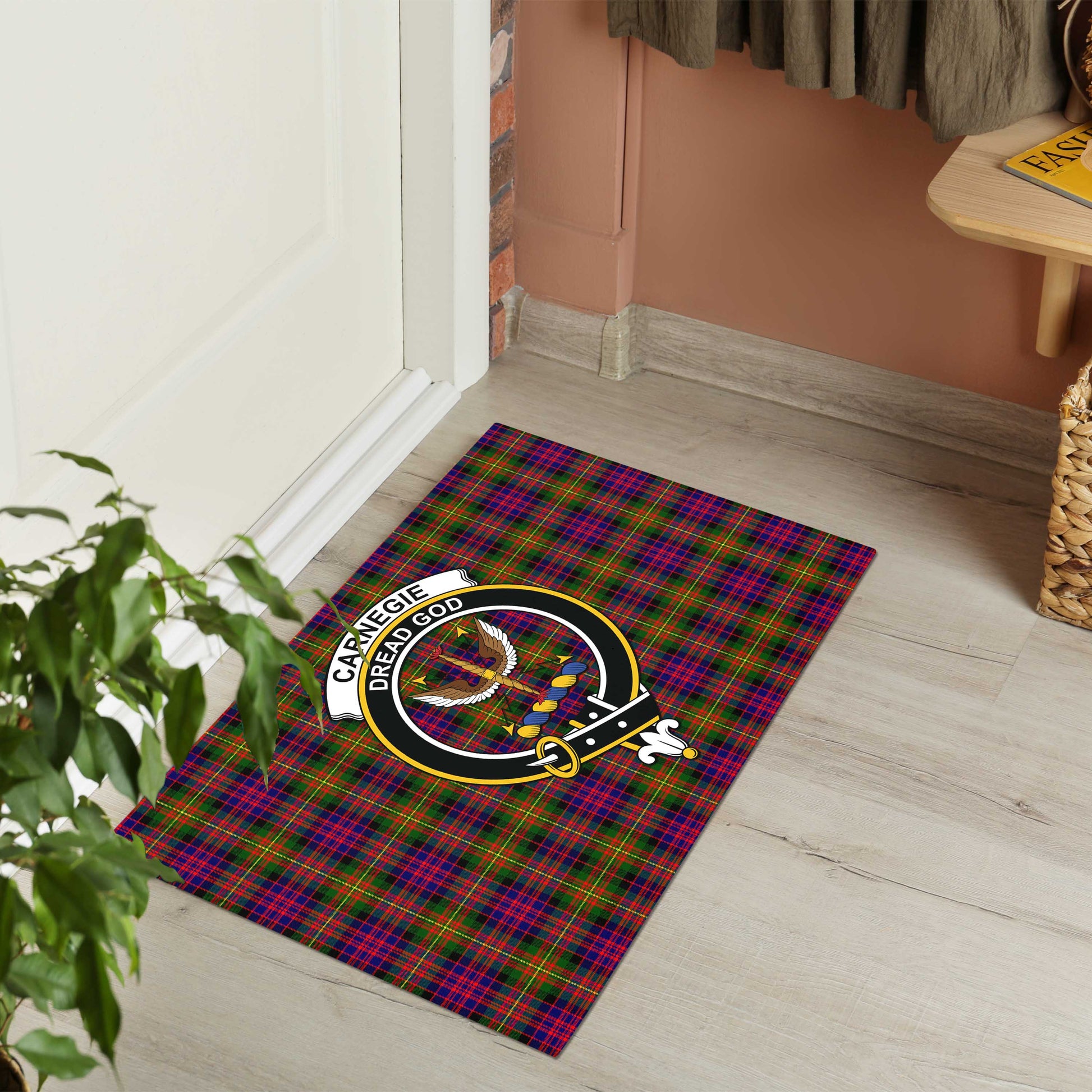 Carnegie Modern Tartan Door Mat with Family Crest - Tartanvibesclothing