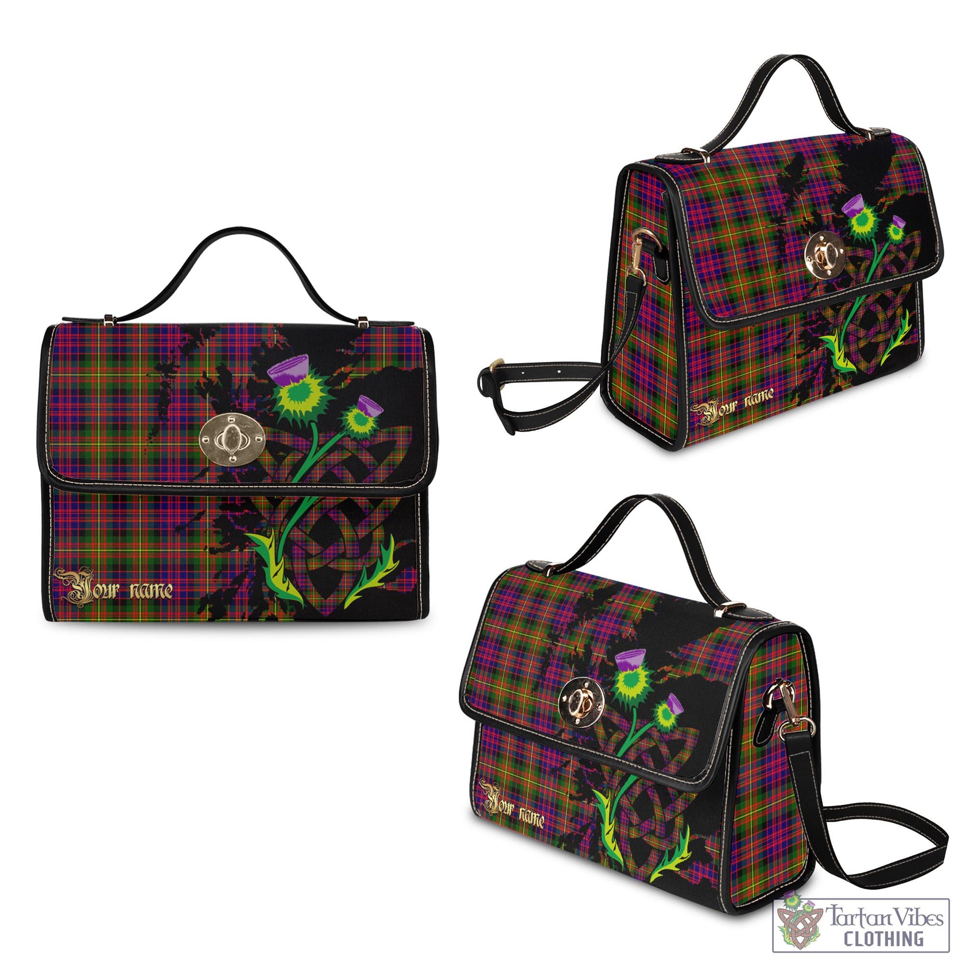 Tartan Vibes Clothing Carnegie Modern Tartan Waterproof Canvas Bag with Scotland Map and Thistle Celtic Accents