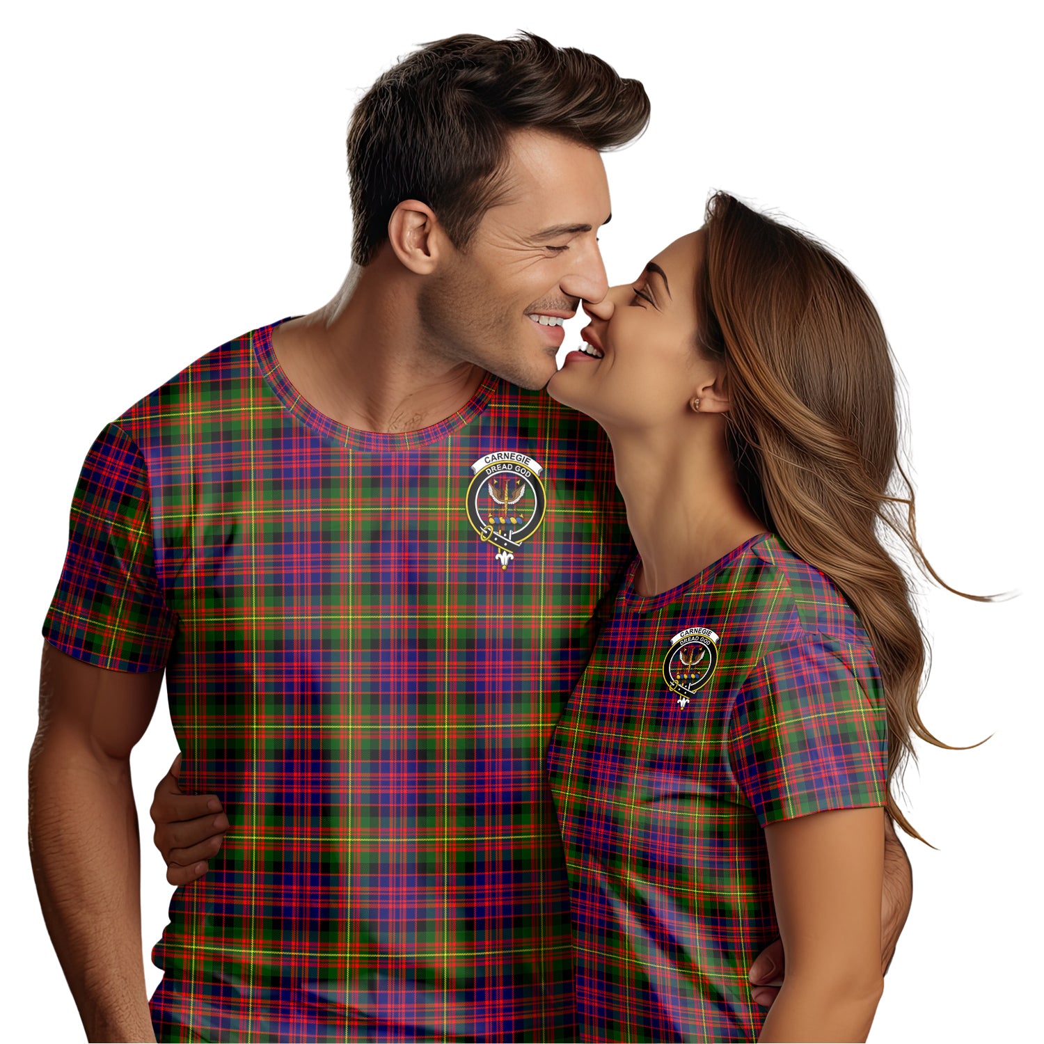 Carnegie Modern Tartan T-Shirt with Family Crest - Tartan Vibes Clothing