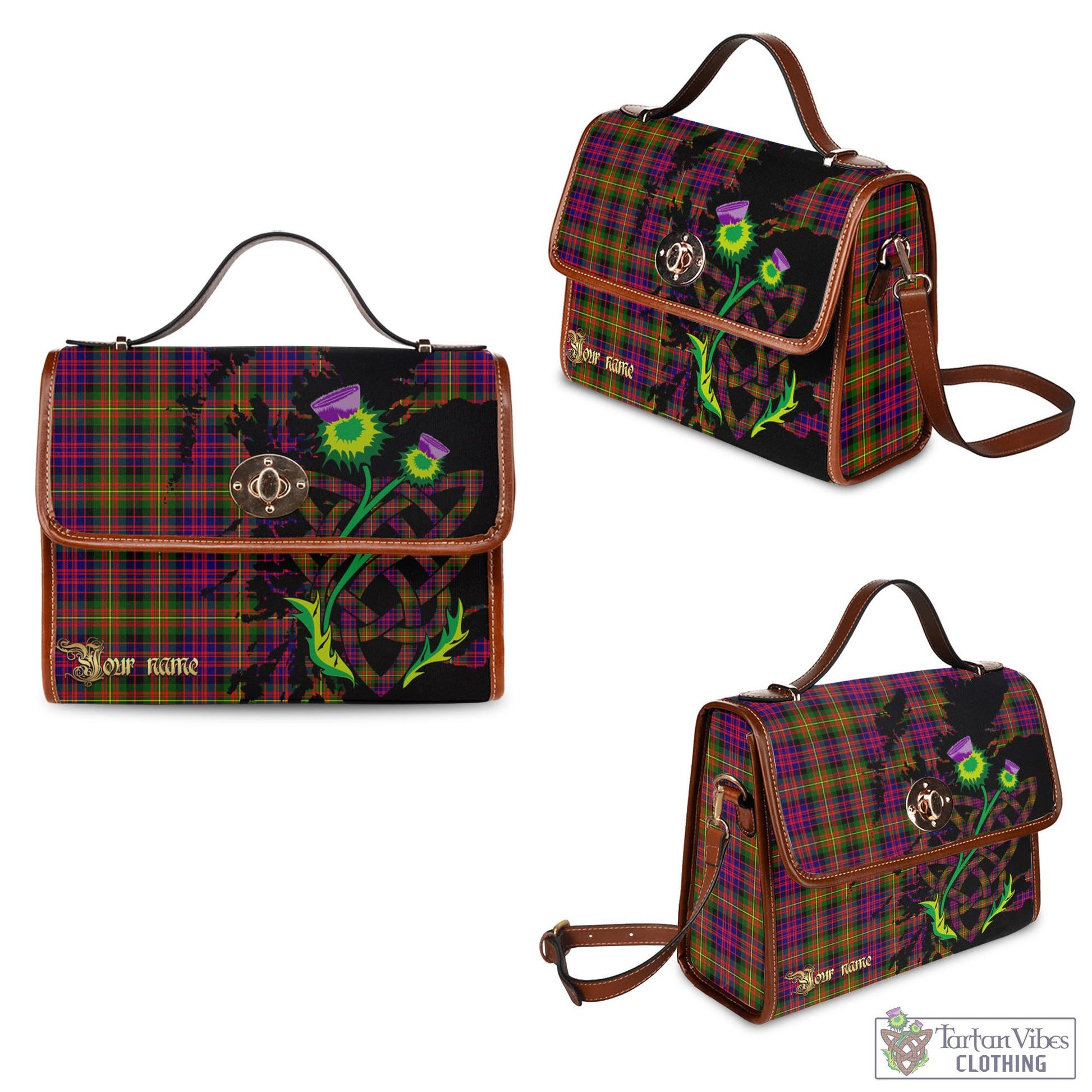 Tartan Vibes Clothing Carnegie Modern Tartan Waterproof Canvas Bag with Scotland Map and Thistle Celtic Accents