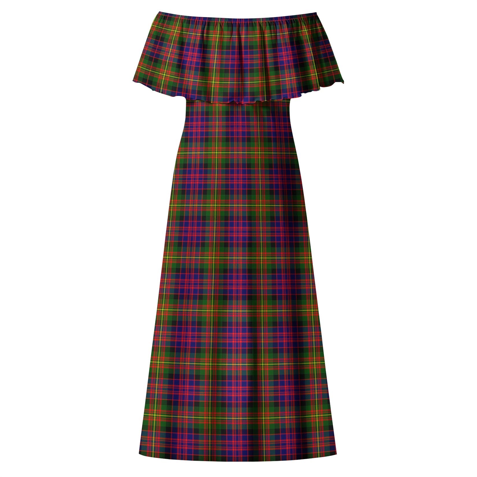 Carnegie Modern Tartan Off Shoulder Long Dress - Tartanvibesclothing