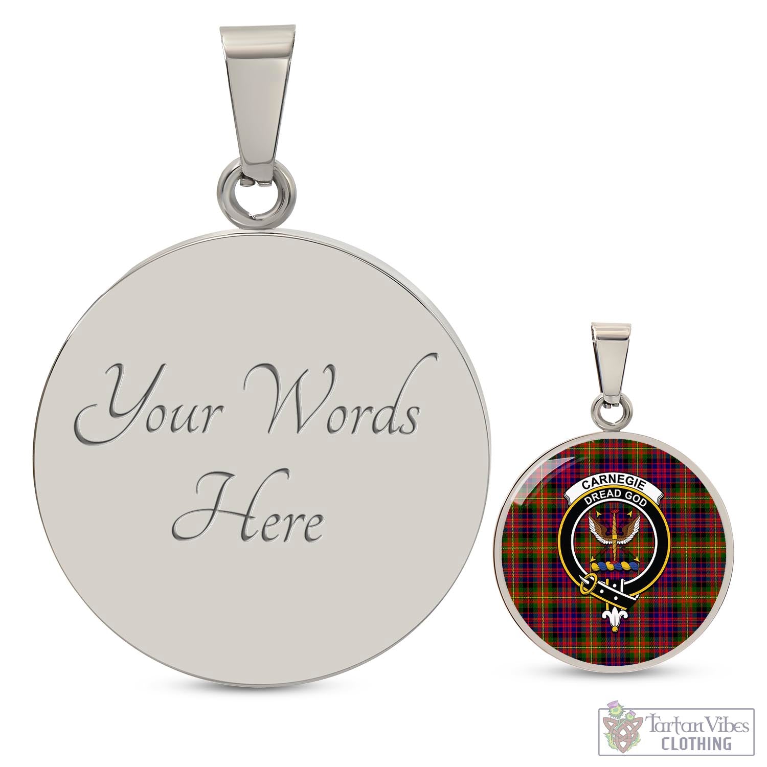 Tartan Vibes Clothing Carnegie Modern Tartan Circle Necklace with Family Crest