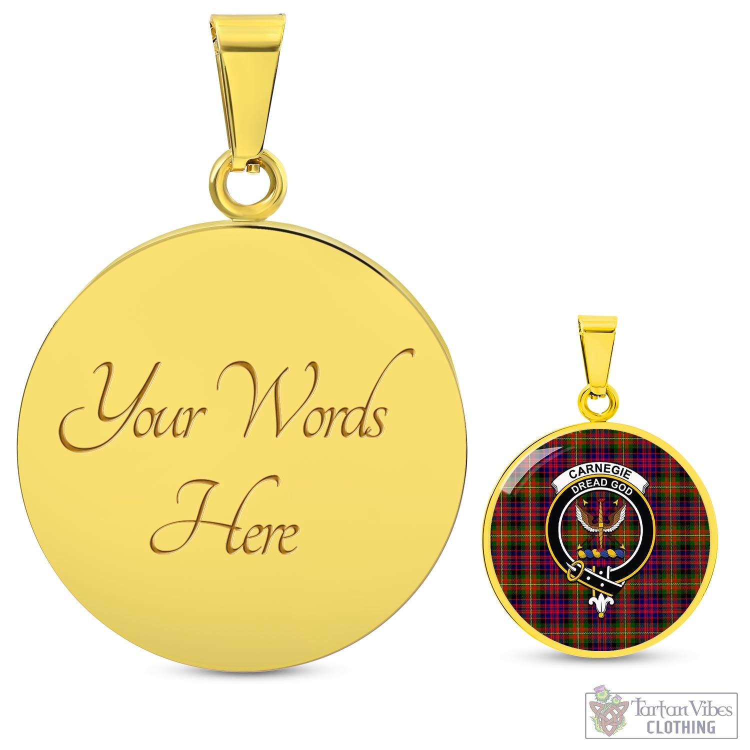 Tartan Vibes Clothing Carnegie Modern Tartan Circle Necklace with Family Crest