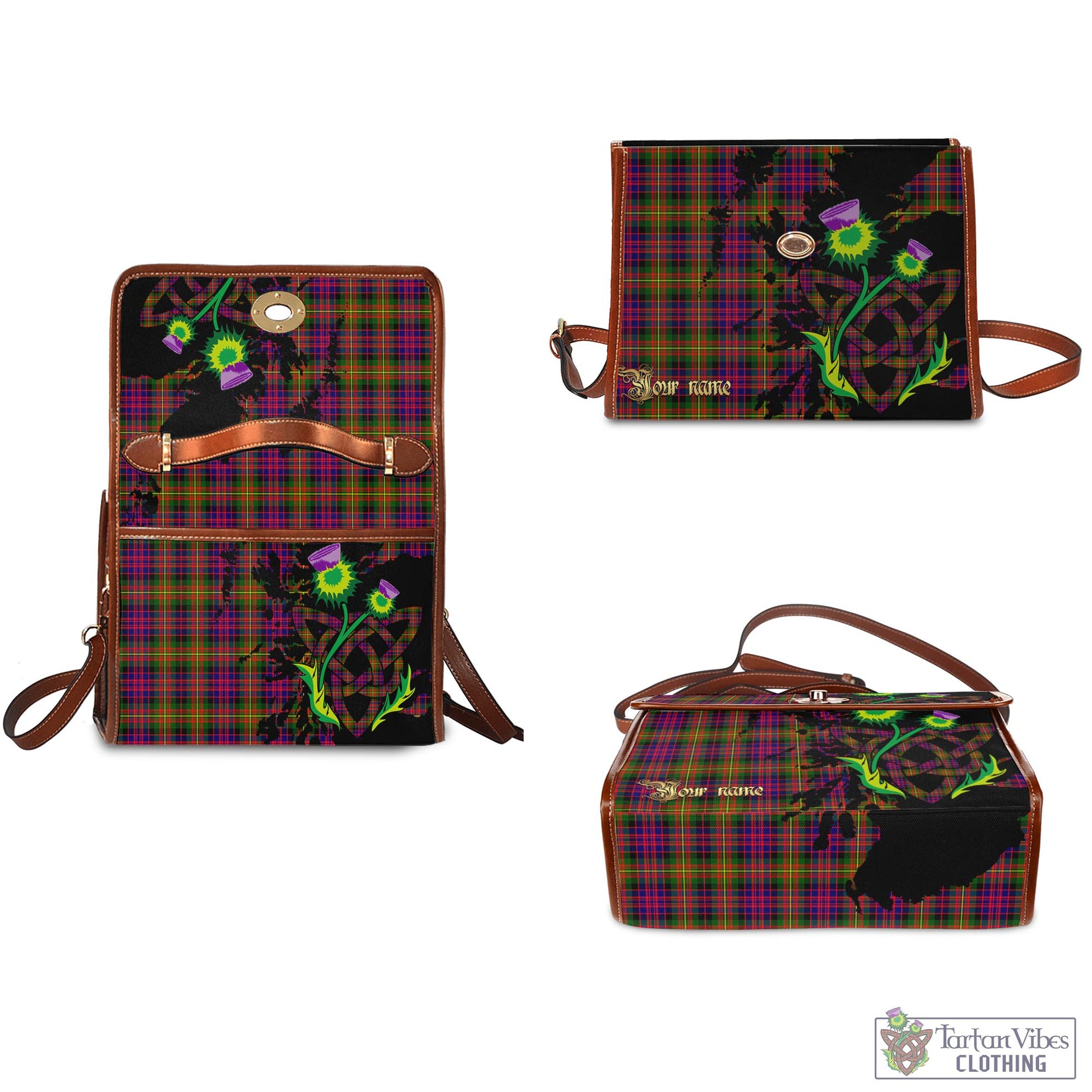 Tartan Vibes Clothing Carnegie Modern Tartan Waterproof Canvas Bag with Scotland Map and Thistle Celtic Accents