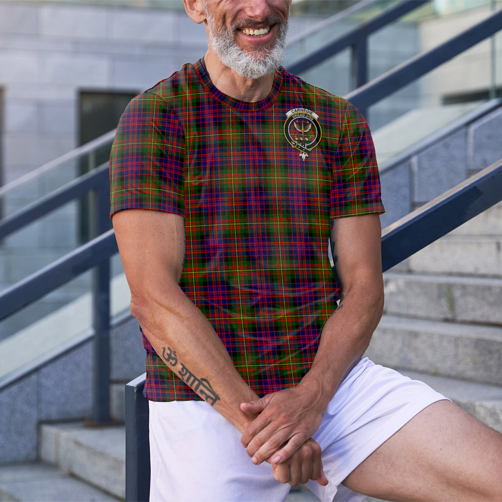 Carnegie Modern Tartan T-Shirt with Family Crest - Tartan Vibes Clothing