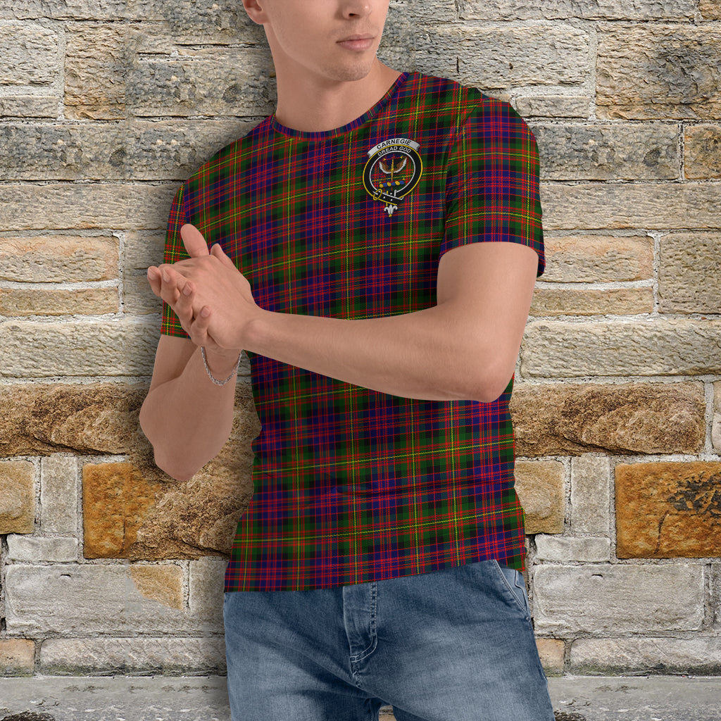 Carnegie Modern Tartan T-Shirt with Family Crest - Tartan Vibes Clothing