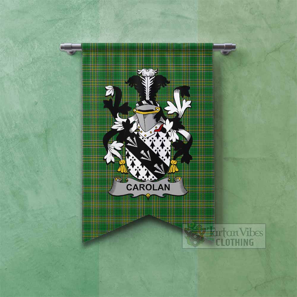 Carolan Irish Clan Tartan Gonfalon, Tartan Banner with Coat of Arms Fishtail - Tartan Vibes Clothing