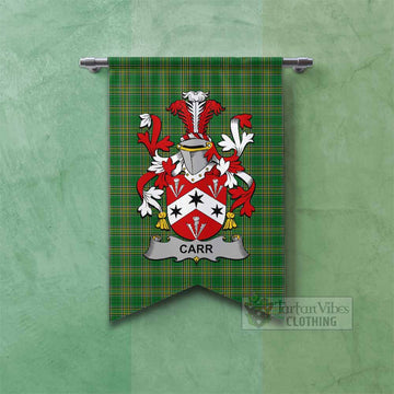 Carr Irish Clan Tartan Gonfalon, Tartan Banner with Coat of Arms Fishtail - Tartan Vibes Clothing