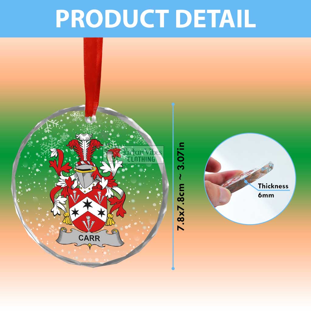Carr Irish Clan Christmas Glass Ornament with Coat of Arms - 2D-tartanvibesclothing