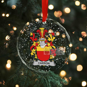 Carron Irish Clan Christmas Glass Ornament with Coat of Arms