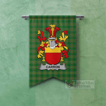 Carron Irish Clan Tartan Gonfalon, Tartan Banner with Coat of Arms Fishtail - Tartan Vibes Clothing