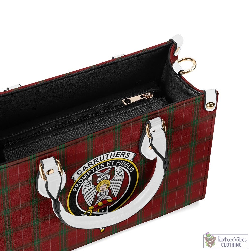 Tartan Vibes Clothing Carruthers Tartan Luxury Leather Handbags with Family Crest