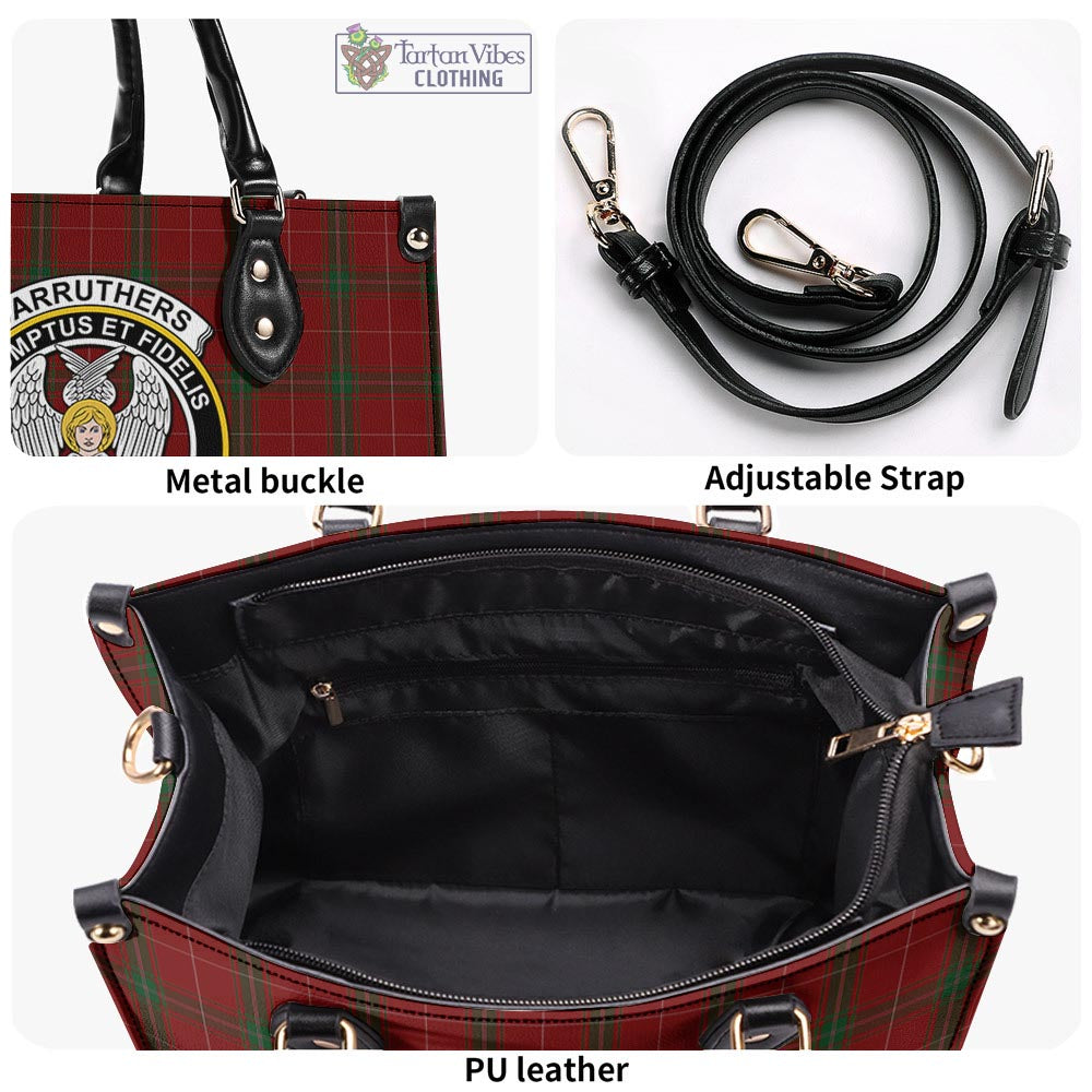 Tartan Vibes Clothing Carruthers Tartan Luxury Leather Handbags with Family Crest