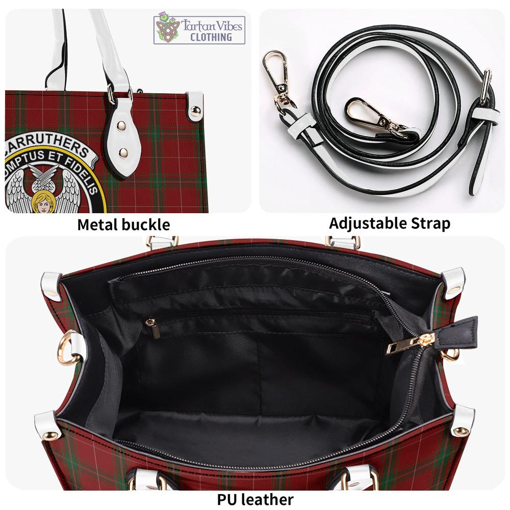 Tartan Vibes Clothing Carruthers Tartan Luxury Leather Handbags with Family Crest