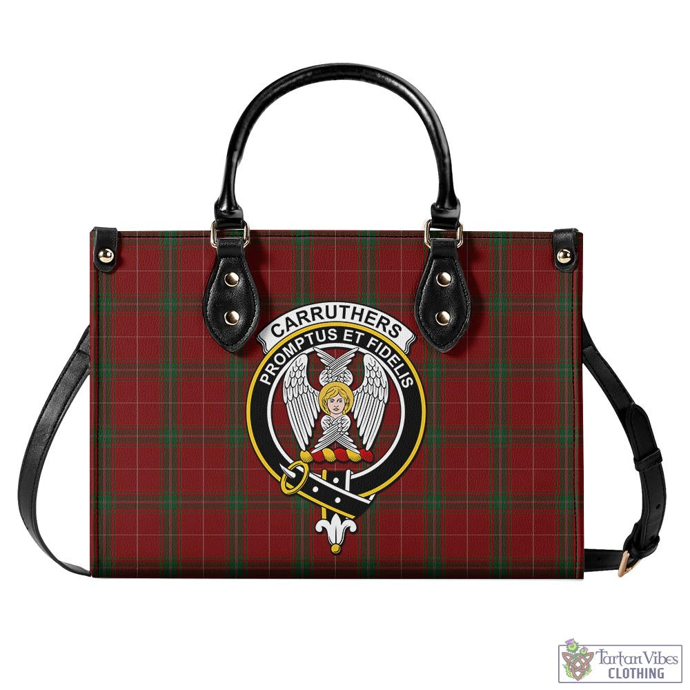 Tartan Vibes Clothing Carruthers Tartan Luxury Leather Handbags with Family Crest