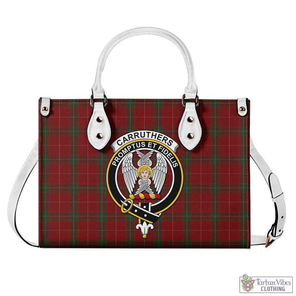 Tartan Vibes Clothing Carruthers Tartan Luxury Leather Handbags with Family Crest