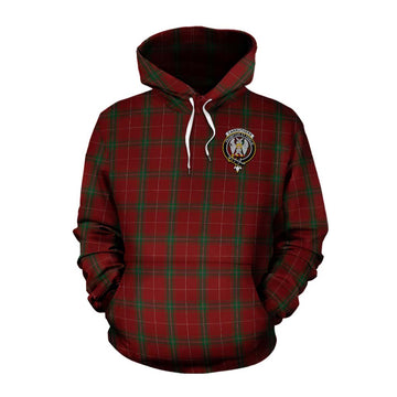 Carruthers Tartan Cotton Hoodie with Family Crest Celtic Skull Style