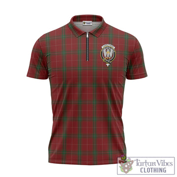 Carruthers Tartan Zipper Polo Shirt with Family Crest