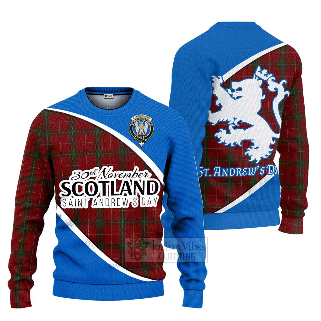 Tartan Vibes Clothing Carruthers Family Crest Tartan Knitted Sweater Celebrate Saint Andrew's Day in Style