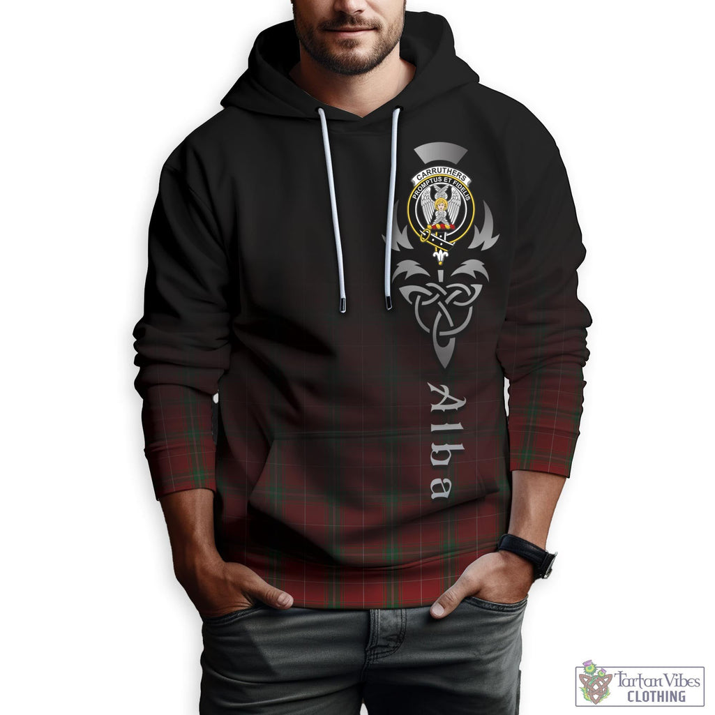 Tartan Vibes Clothing Carruthers Tartan Hoodie Featuring Alba Gu Brath Family Crest Celtic Inspired