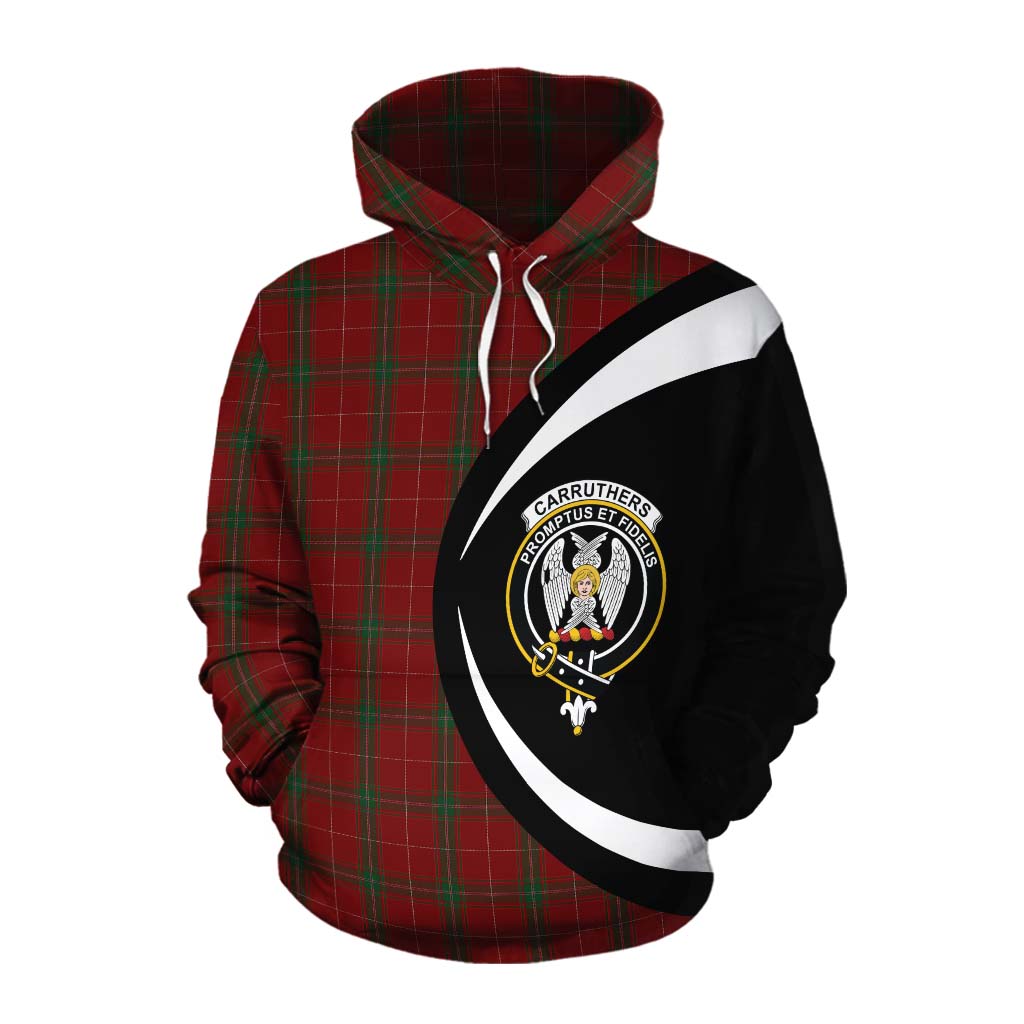 Tartan Vibes Clothing Carruthers Tartan Cotton Hoodie with Family Crest Circle Style