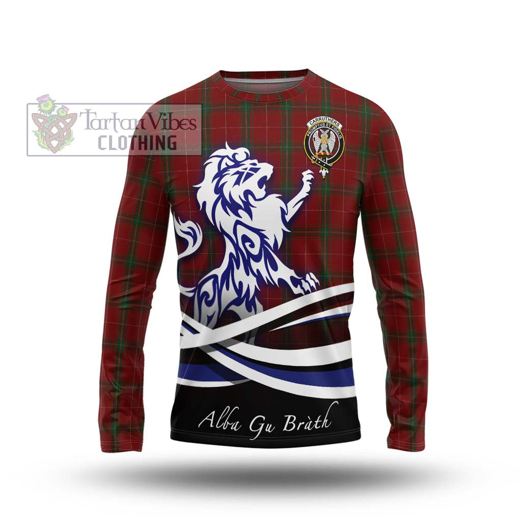 Carruthers Tartan Long Sleeve T-Shirt with Alba Gu Brath Regal Lion Emblem Unisex - Tartanvibesclothing Shop