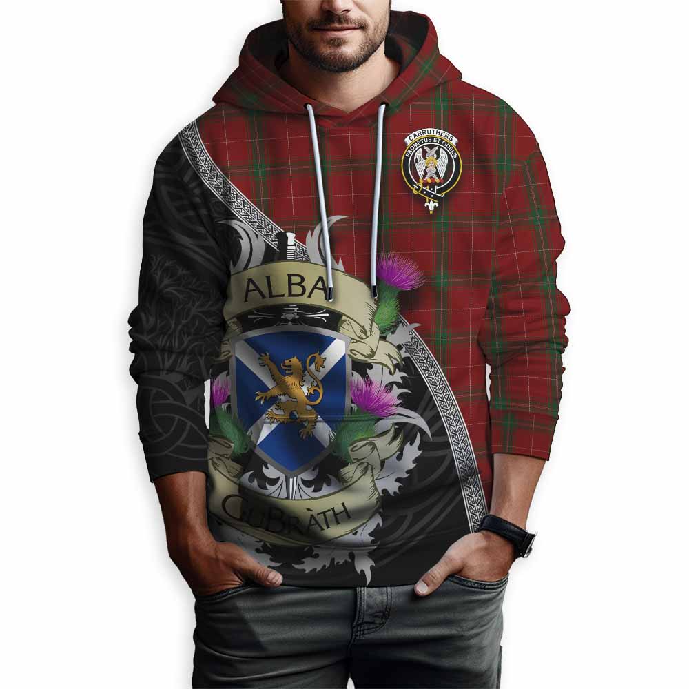 Carruthers Tartan Family Crest Hoodie Lion Rampant Royal Thistle Shield Celtic Inspired Pullover Hoodie - Tartan Vibes Clothing