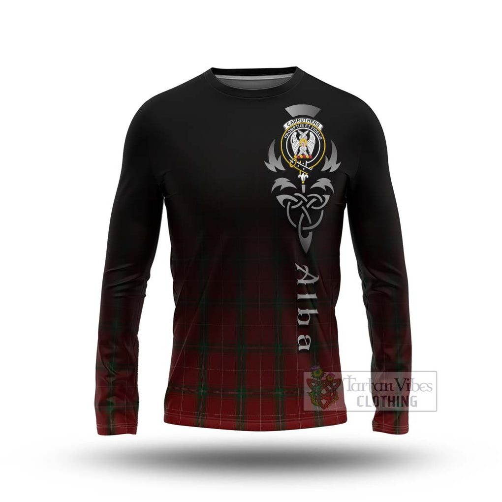 Tartan Vibes Clothing Carruthers Tartan Long Sleeve T-Shirt Featuring Alba Gu Brath Family Crest Celtic Inspired