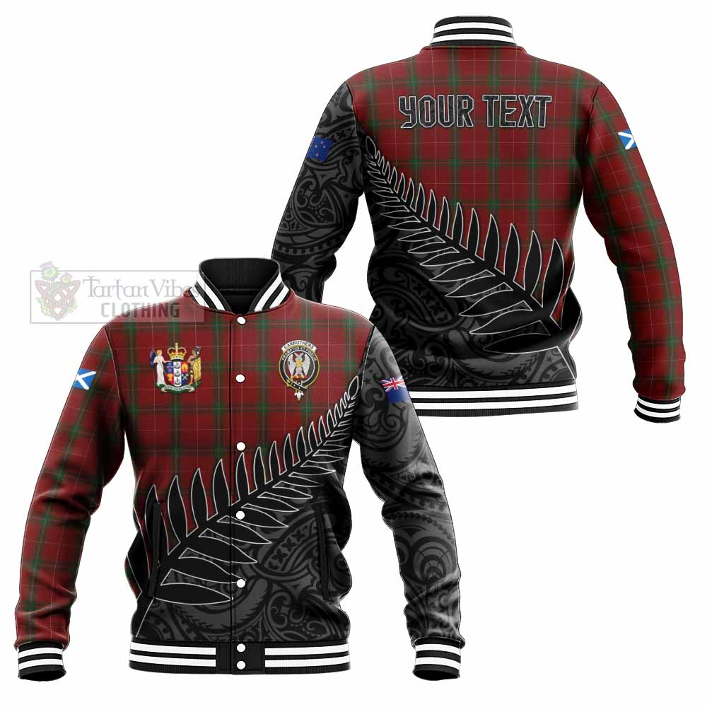 Tartan Vibes Clothing Carruthers Crest Tartan Baseball Jacket with New Zealand Silver Fern Half Style