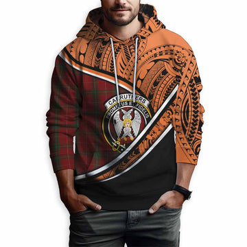 Carruthers Crest Tartan Hoodie with Polynesian Vibes Style - Orange Version