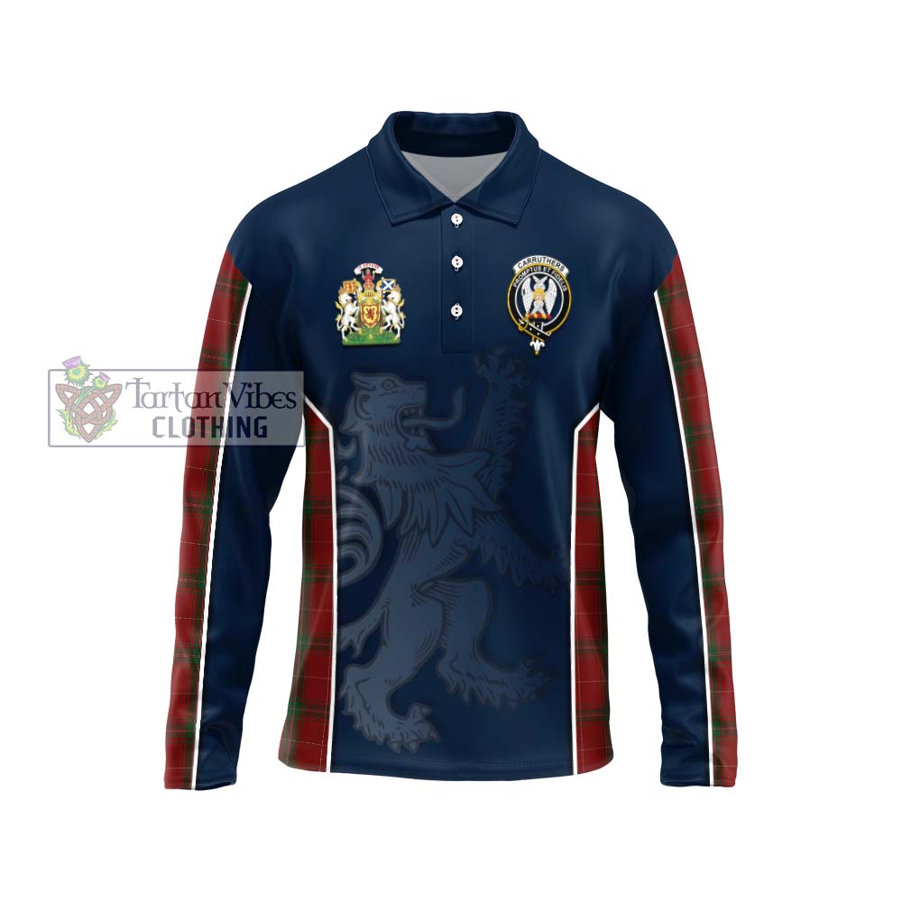 Carruthers Tartan Long Sleeve Polo Shirt with Family Crest and Lion Rampant Vibes Sport Style Unisex - Tartan Vibes Clothing