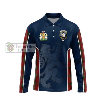 Carruthers Tartan Long Sleeve Polo Shirt with Family Crest and Lion Rampant Vibes Sport Style