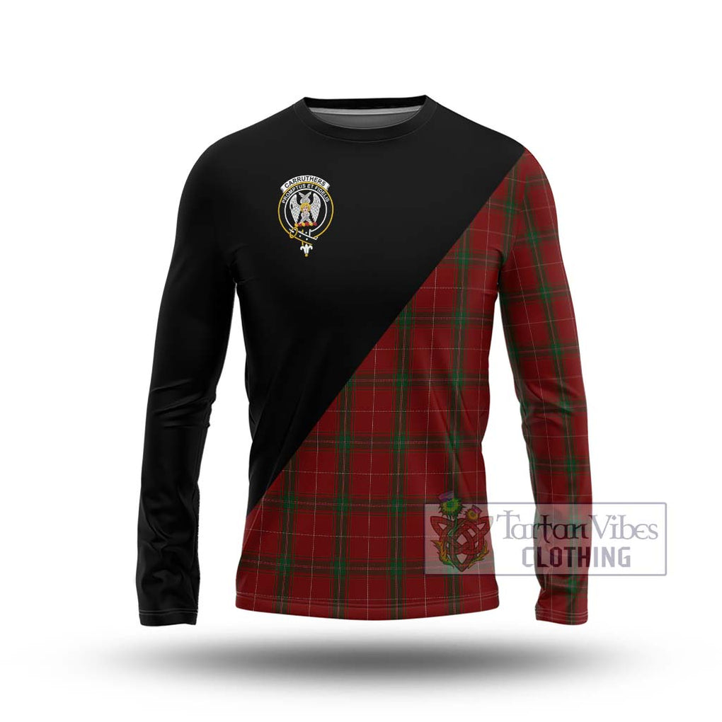 Carruthers Tartan Long Sleeve T-Shirt with Family Crest and Military Logo Style Unisex - Tartanvibesclothing Shop