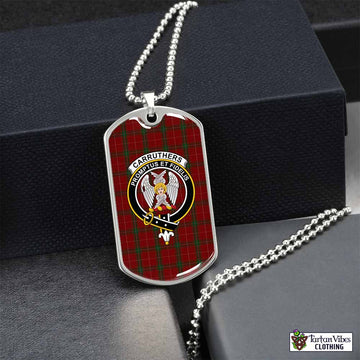 Carruthers Tartan Dog Tag Necklace with Family Crest