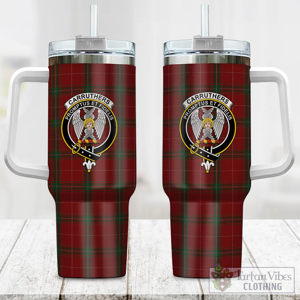 Tartan Vibes Clothing Carruthers Tartan and Family Crest Tumbler with Handle