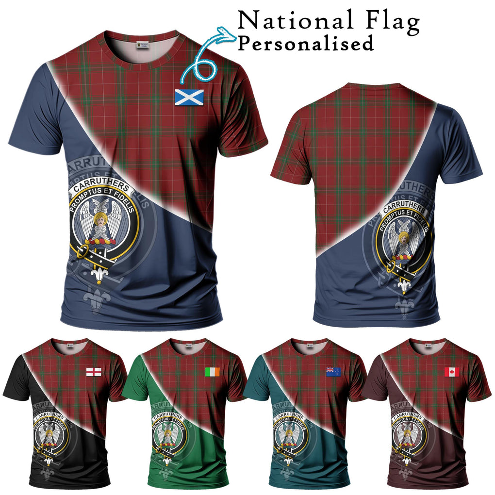 Carruthers Tartan T-Shirt with Personalised National Flag and Family Crest Half Style Kid's Shirt - Tartanvibesclothing Shop