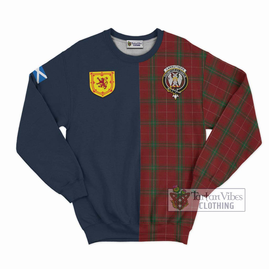 Carruthers Tartan Sweatshirt Alba with Scottish Lion Royal Arm Half Style Unisex - Tartan Vibes Clothing