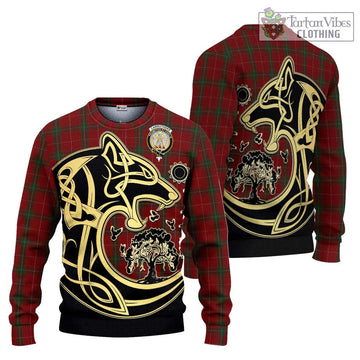 Carruthers Tartan Ugly Sweater with Family Crest Celtic Wolf Style