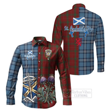 Carruthers Tartan Long Sleeve Button Shirt Happy St. Andrew's Day Half Tartan Style