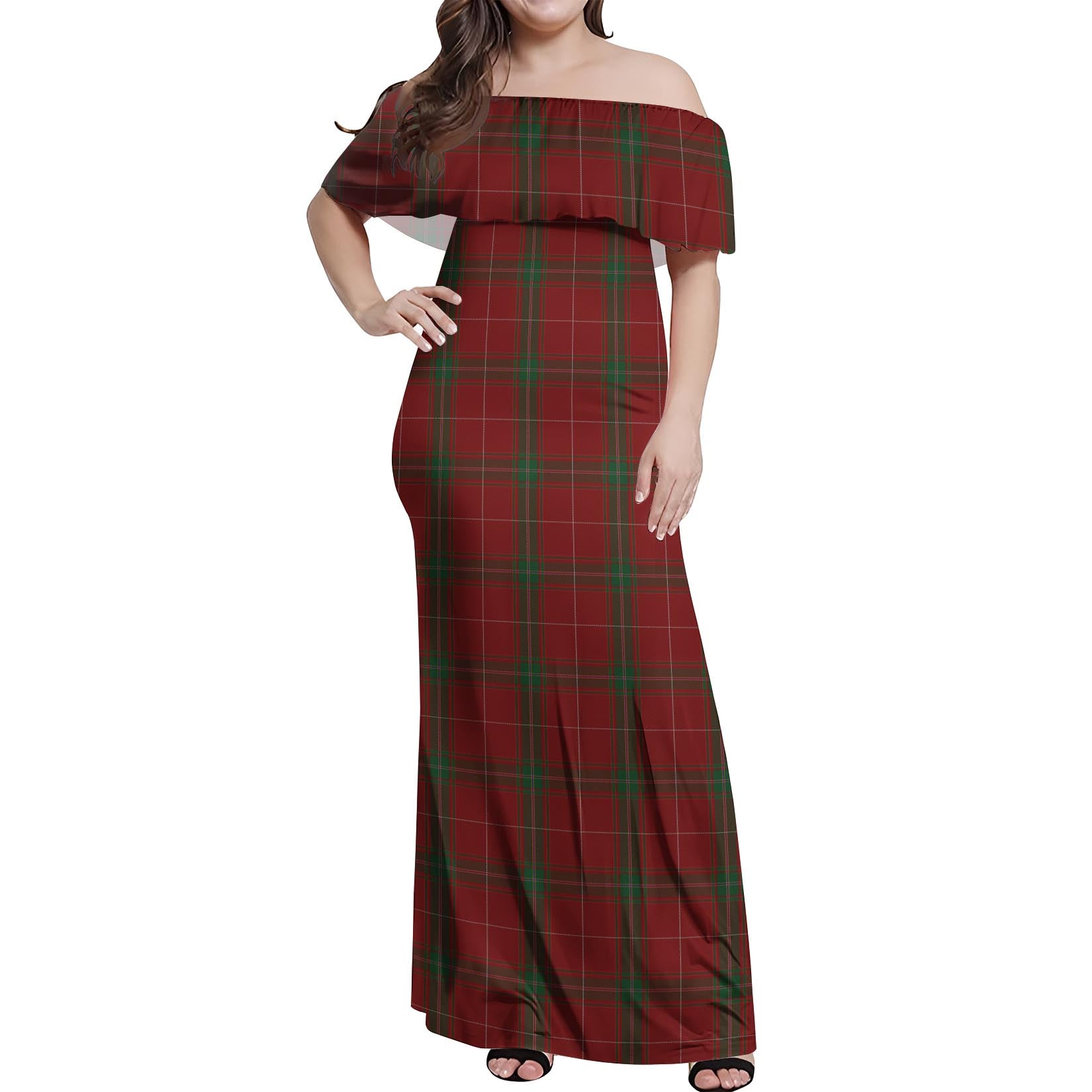 Carruthers Tartan Off Shoulder Long Dress Women's Dress - Tartanvibesclothing