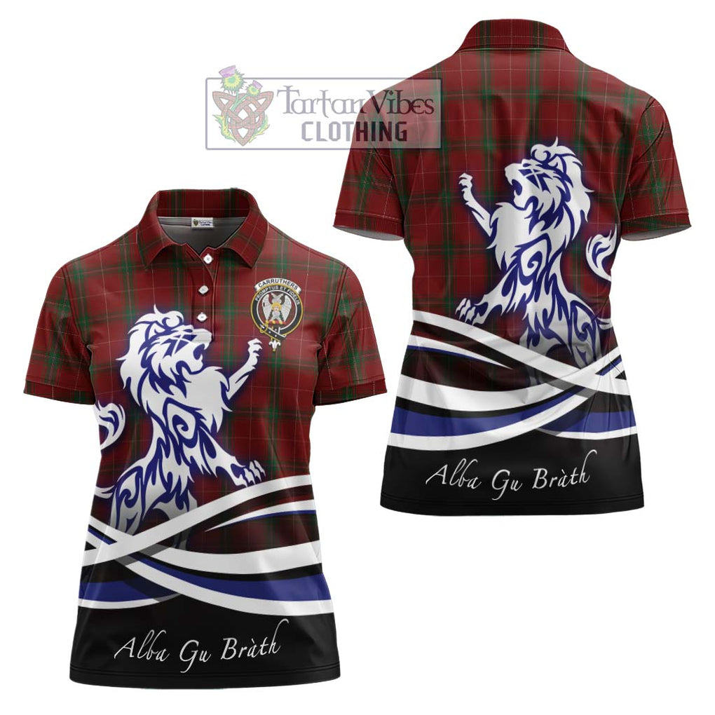 Carruthers Tartan Women's Polo Shirt with Alba Gu Brath Regal Lion Emblem Women - Tartanvibesclothing Shop