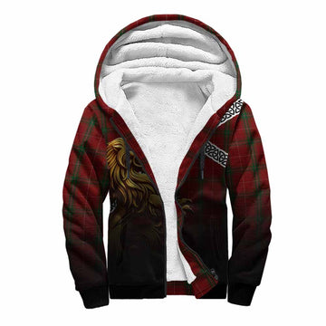 Carruthers Crest Tartan Sherpa Hoodie with Golden Lion Emblem Celtic Style Unisex S - Tartan Vibes Clothing