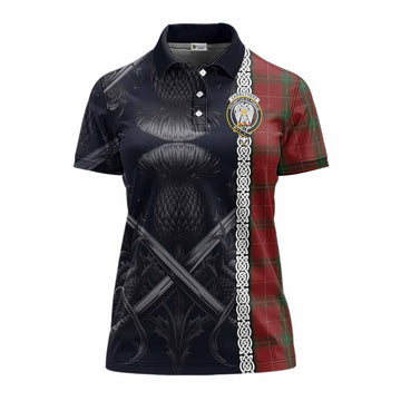 Carruthers Tartan Women's Polo Shirt with Family Crest Cross Sword Thistle Celtic Vibes